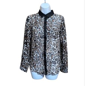 Lime Blue Leopard Print Blouse